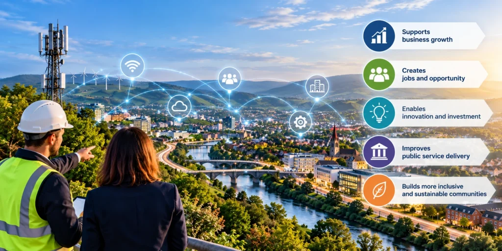 digital infrastructure supporting regional business growth, jobs, innovation, public services and sustainable communities